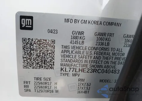 2024 Chevrolet Trax Fwd Lt from USA, damaged, VIN KL77LHE23RC040483